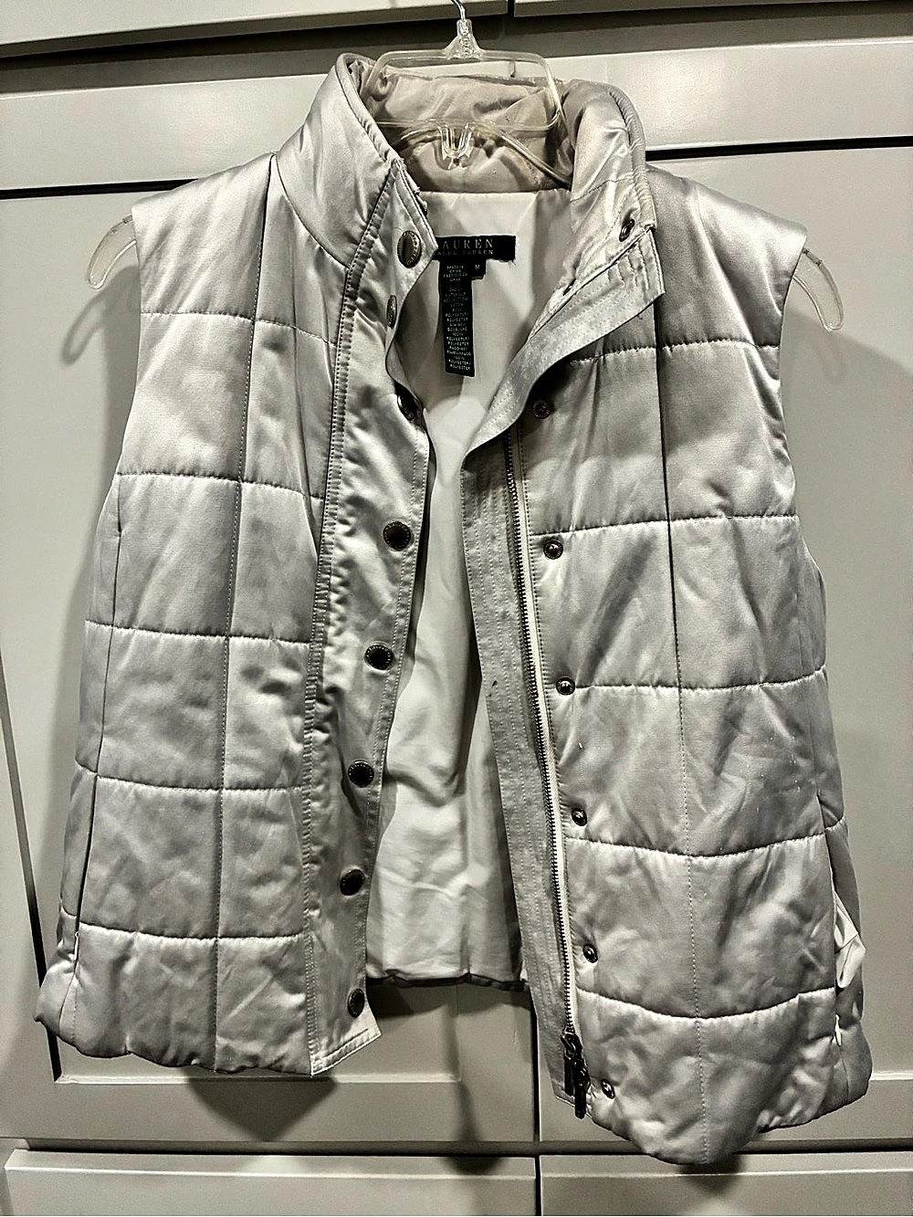 Lauren Ralph Lauren Quilted Vest in cream khaki Medium Like New